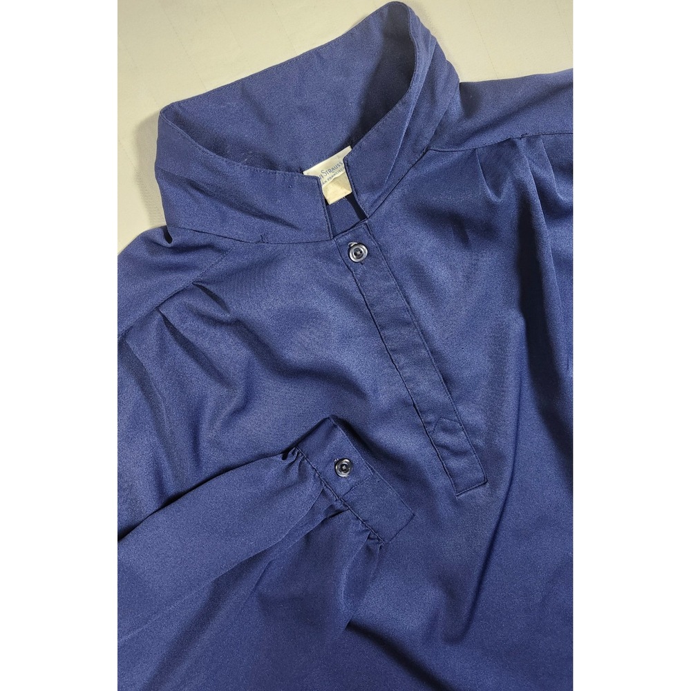 Vintage Y2K 90s Levi Strauss Navy Roll Sleeve Blouse Made in USA Womens XL 0044